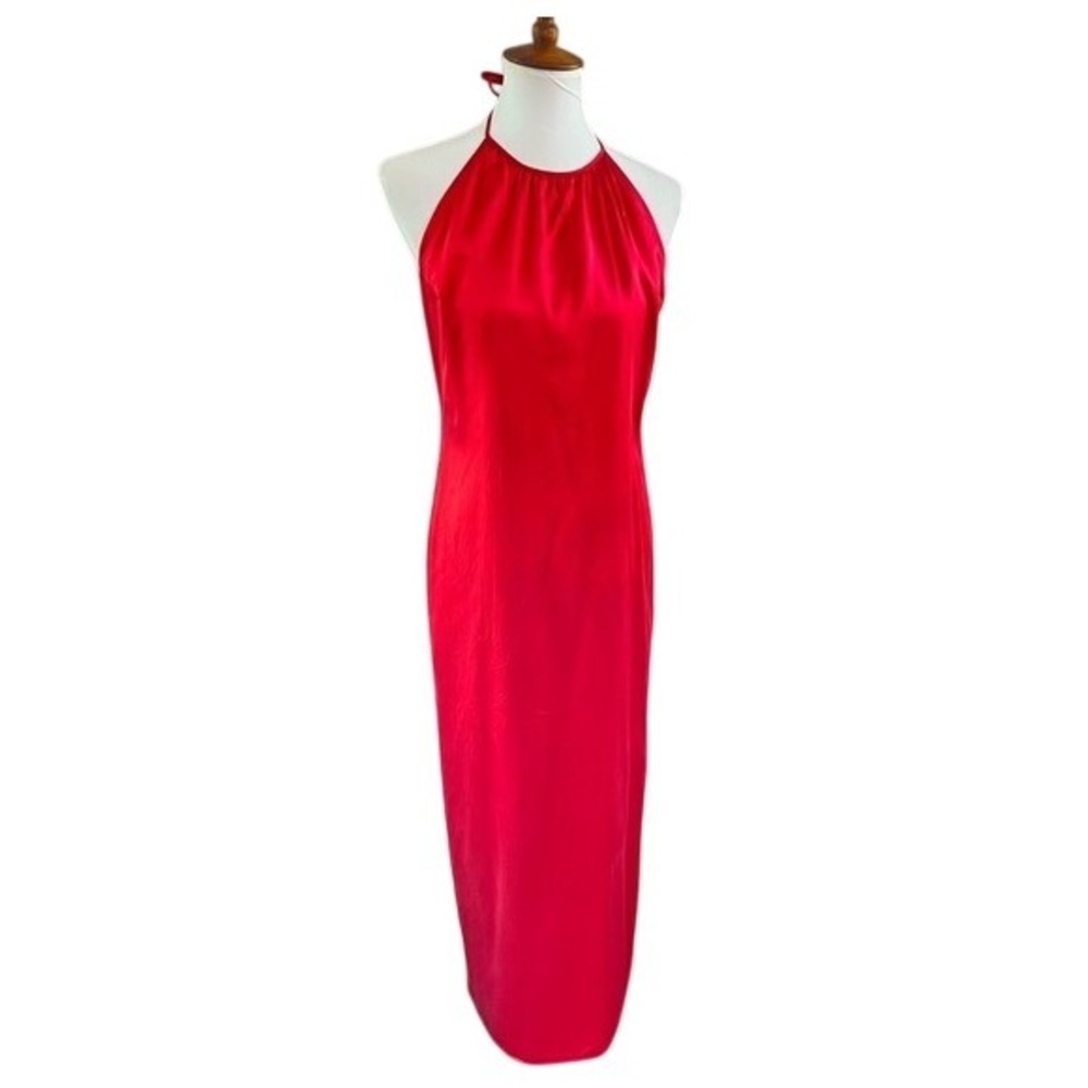 Stunning Red Halter Neck Long Maxi Dress Evening Gown - Picture 3 of 10